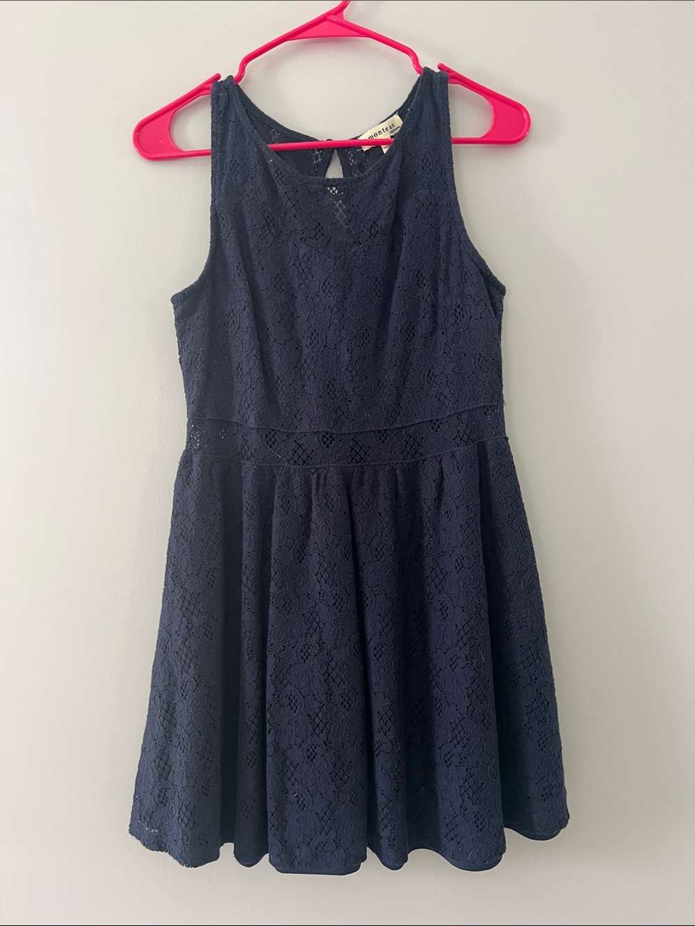 Monteau Navy Lace Fit & Flare Dress